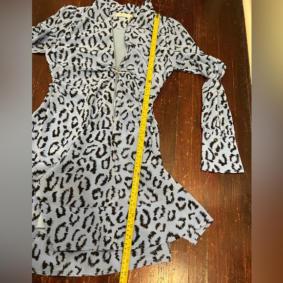 A.L.C. Marcella Silk Zip Front Blue Leopard Print Dress - Picture 10 of 10